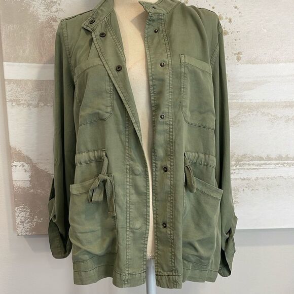 Sanctuary Jackets & Blazers - Sanctuary Army Green Twill Tie Safari Lightweight Jacket Size Medium